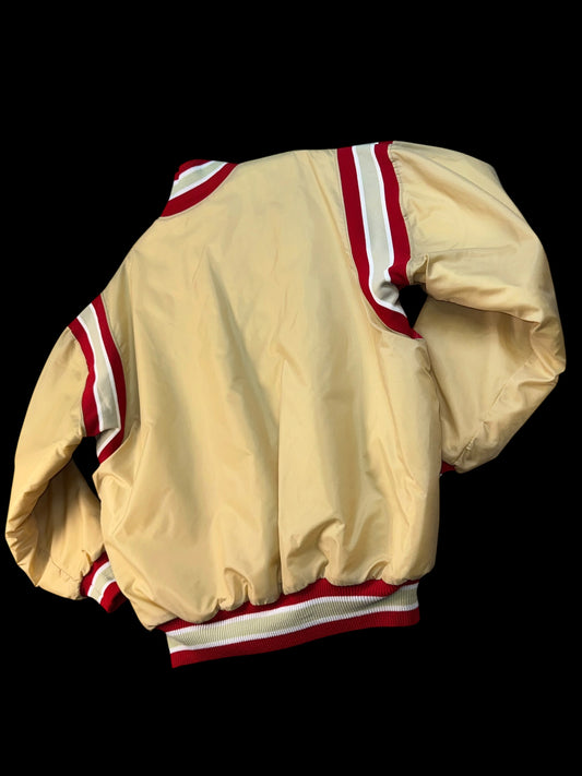 Vintage 90s DeLONG San Francisco 49ers Gold Satin Jacket Pullover Large NFL