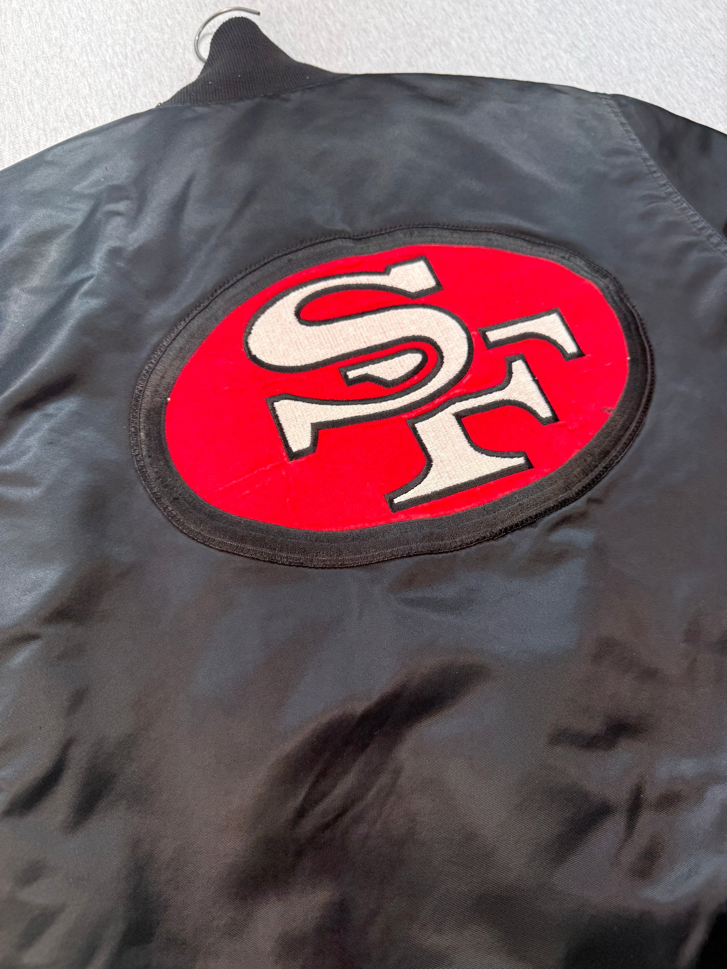 80s/90s ChalkLine Satin 49ers jacket black with that Rare bold SF logo on the back