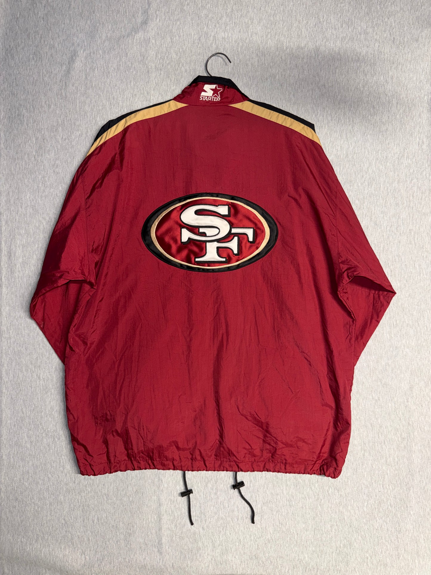 Vintage 90s San Francisco 49ers Starter Jacket Red Gold Black NFL Full Zip L