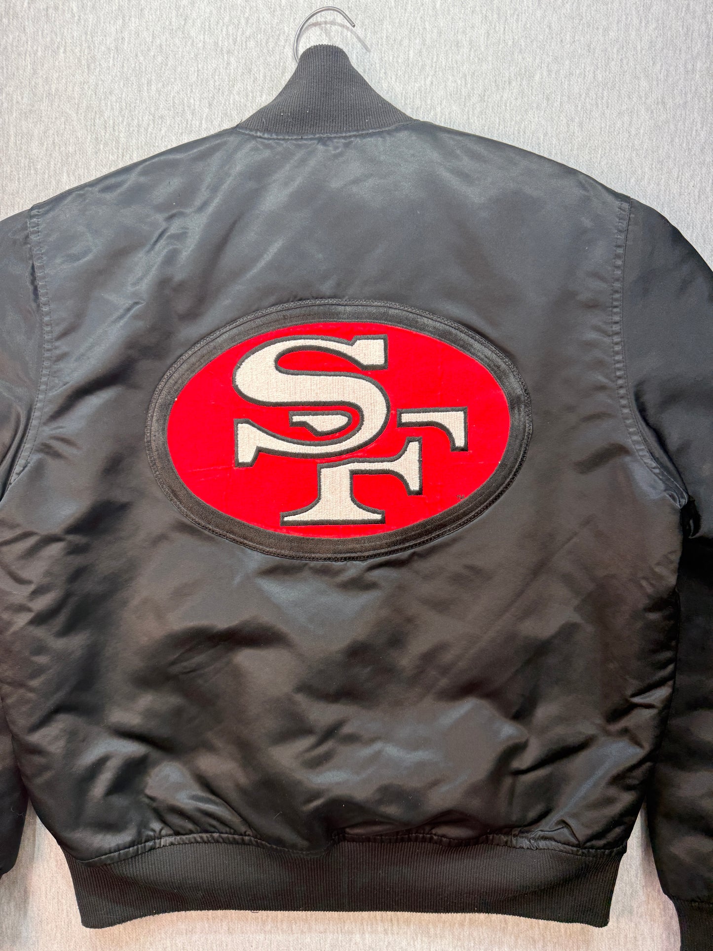 80s/90s ChalkLine Satin 49ers jacket black with that Rare bold SF logo on the back