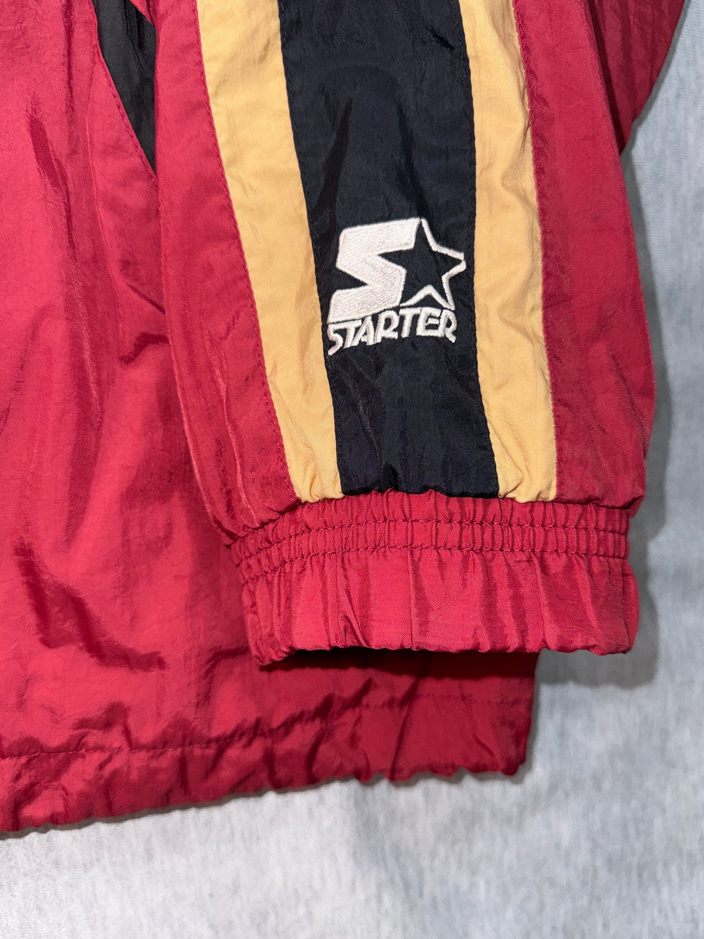 Vintage 90s San Francisco 49ers Starter Jacket Red Gold Black NFL Full Zip L