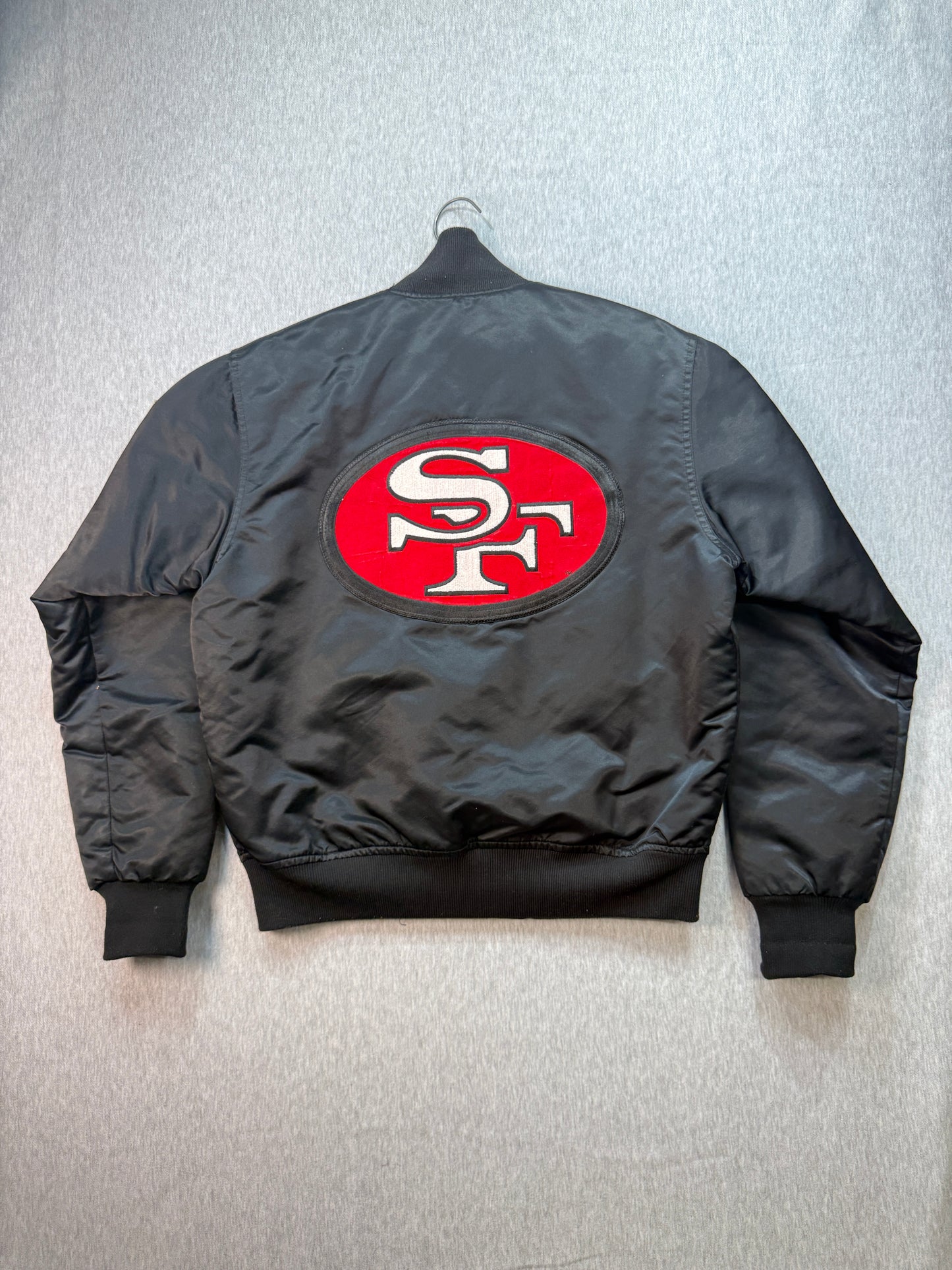 80s/90s ChalkLine Satin 49ers jacket black with that Rare bold SF logo on the back