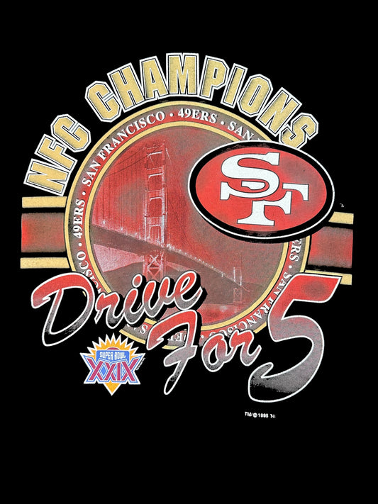 Vintage 1995 SF 49ers Super Bowl XXIX Drive For 5 T-Shirt L Single Stitch