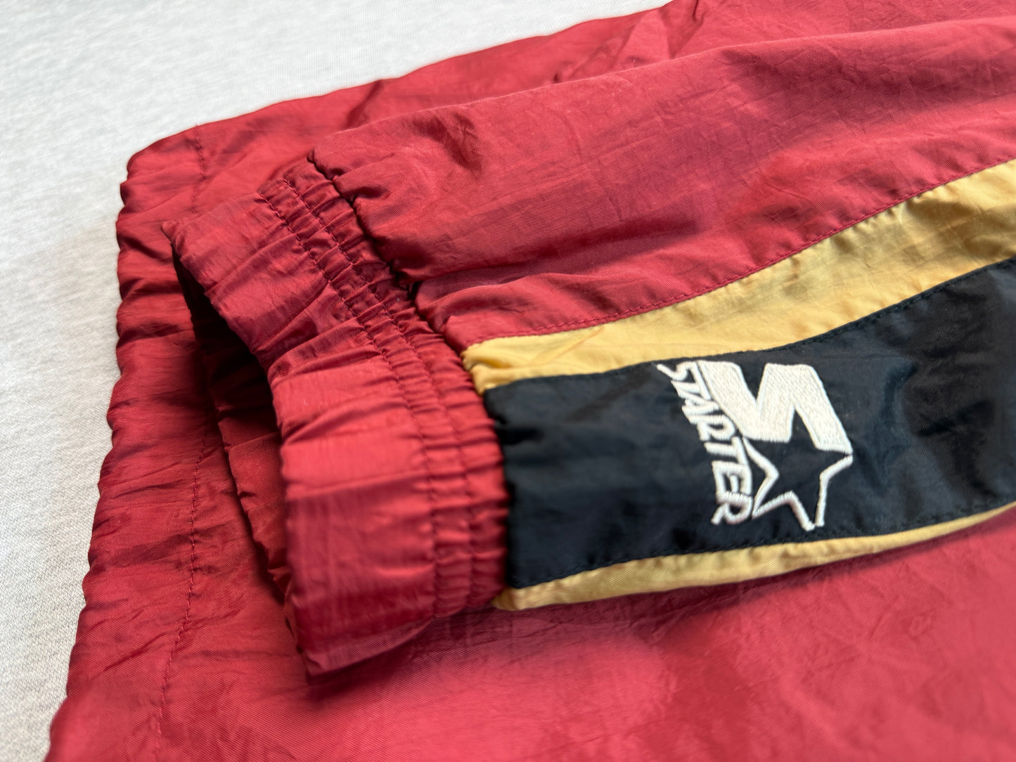 Vintage 90s San Francisco 49ers Starter Jacket Red Gold Black NFL Full Zip L