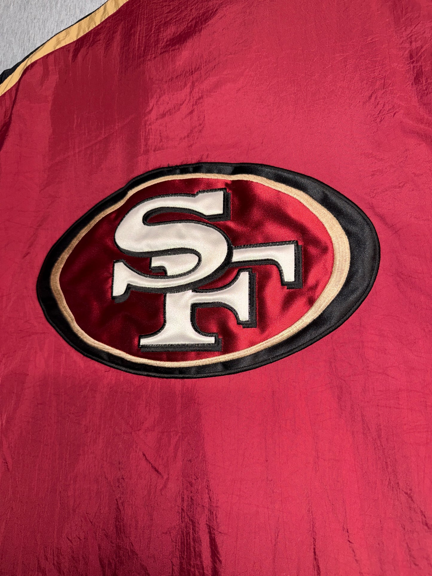 Vintage 90s San Francisco 49ers Starter Jacket Red Gold Black NFL Full Zip L