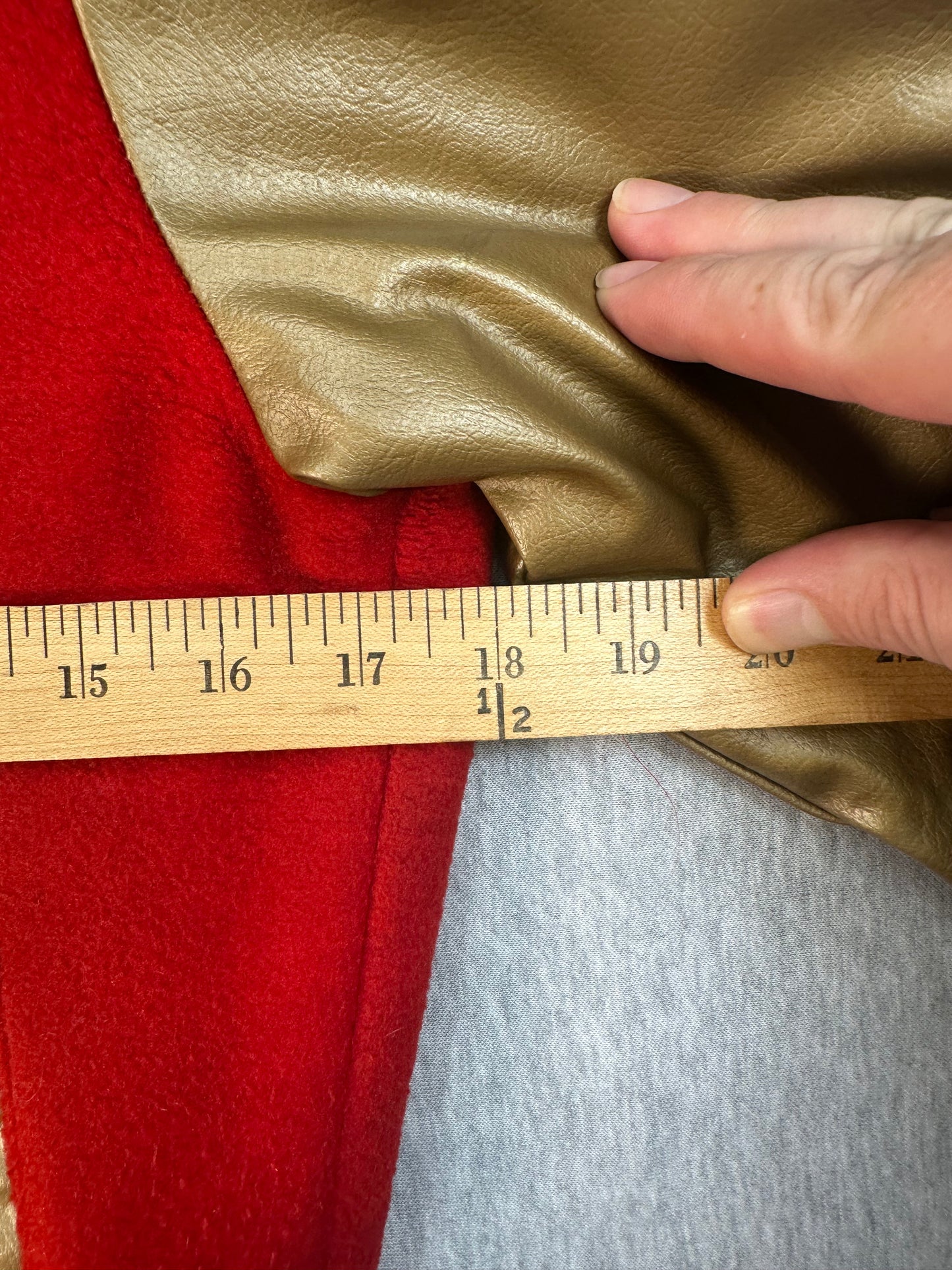 Vintage 49ers Jacket Boys Size 12 Sears NFL Red Gold Leather Sleeves Varsity