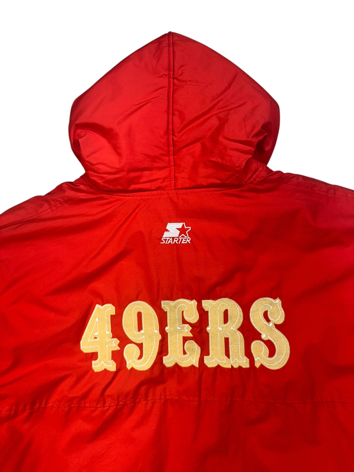 Vintage 90s San Francisco 49ers Starter Jacket XL Red Gold Hooded NFL USA