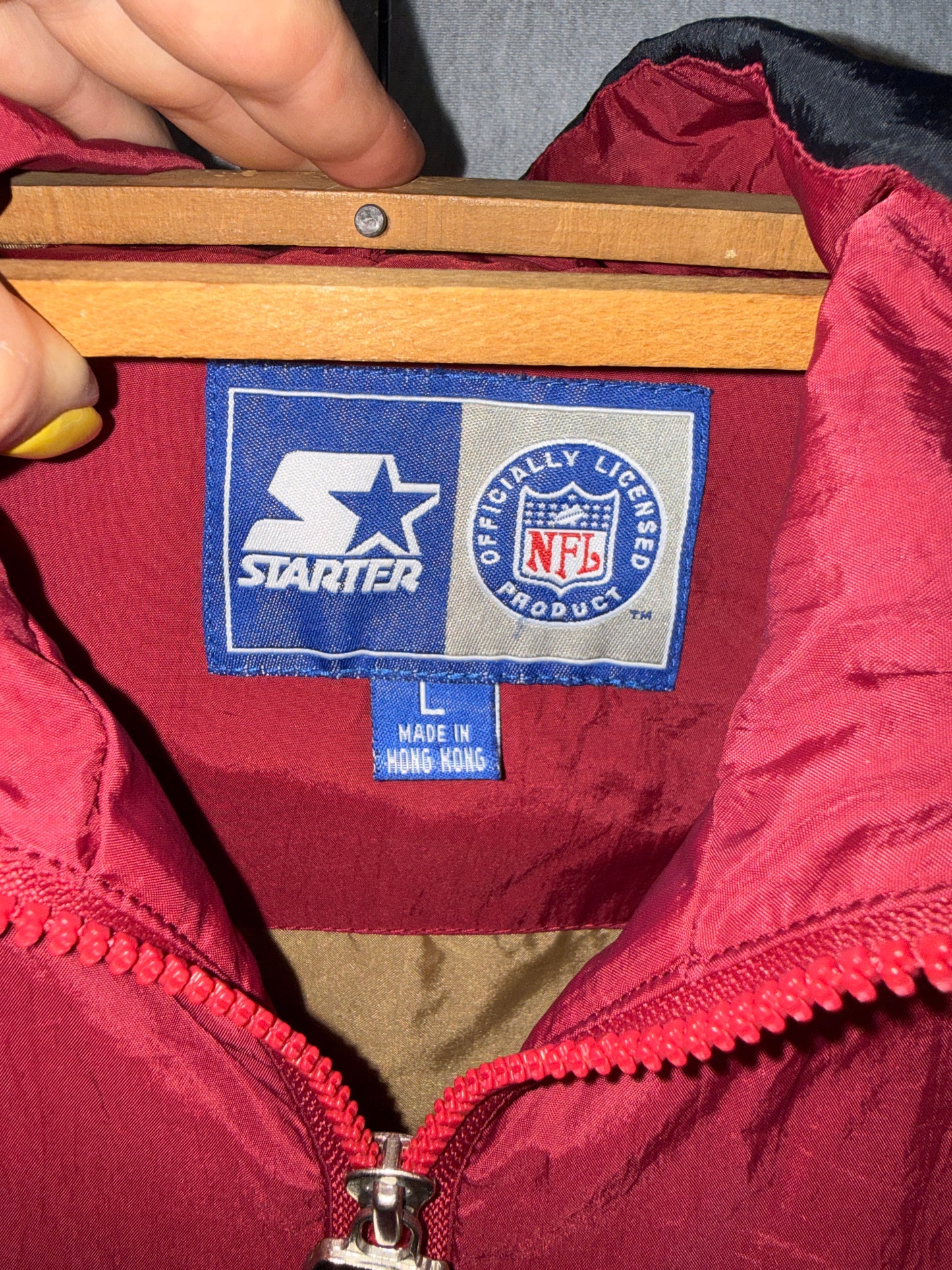 Vintage 90s San Francisco 49ers Starter Jacket Red Gold Black NFL Full Zip L