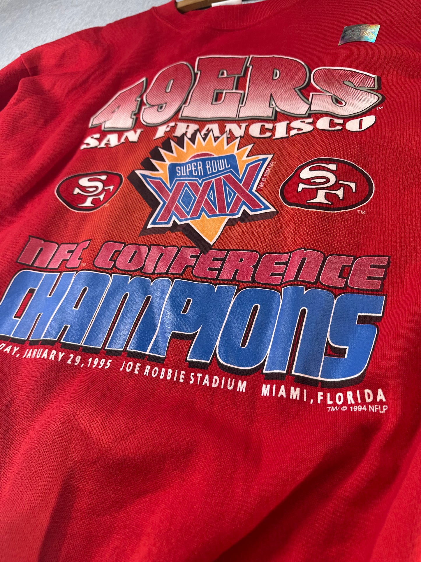 Vintage 1995 San Francisco 49ers Super Bowl XXIX NFC Champions Sweatshirt — NOS 2XL