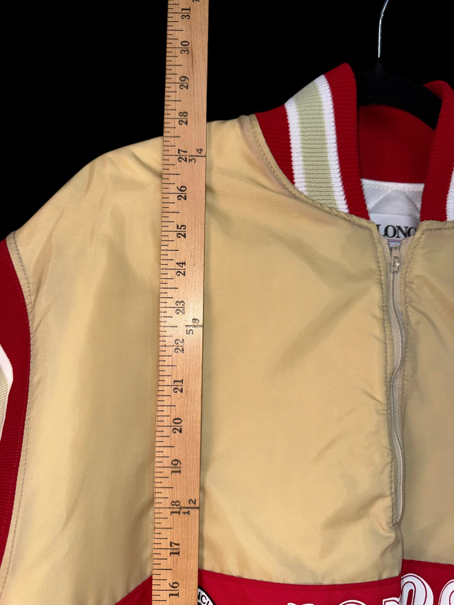Vintage 90s DeLONG San Francisco 49ers Gold Satin Jacket Pullover Large NFL
