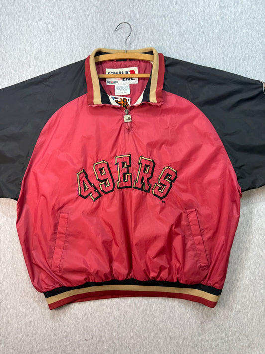 49ers Chalk Line by Jerzees 90s Pullover Jacket 2XL Red Black Gold. Rare collab