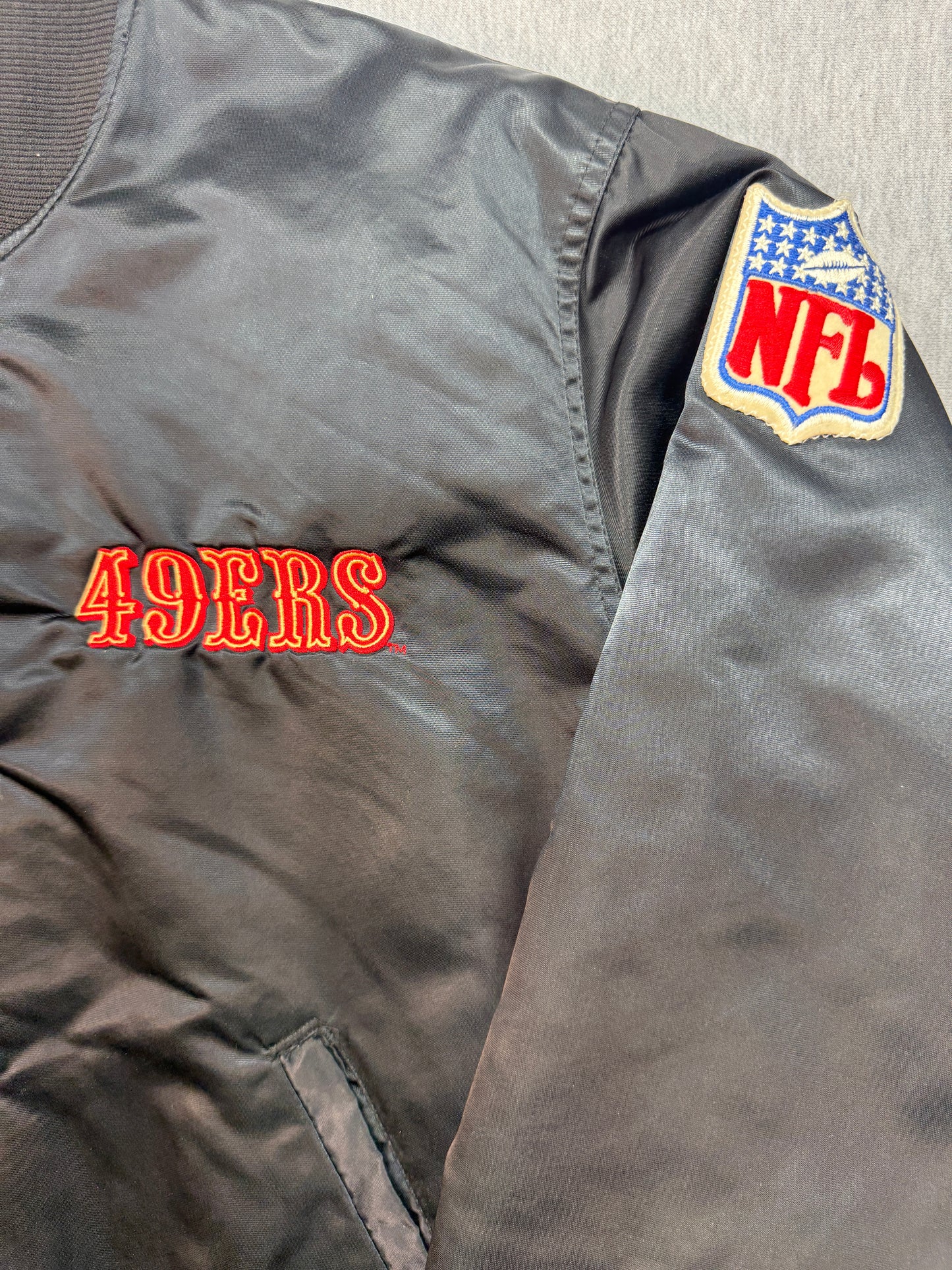 80s/90s ChalkLine Satin 49ers jacket black with that Rare bold SF logo on the back
