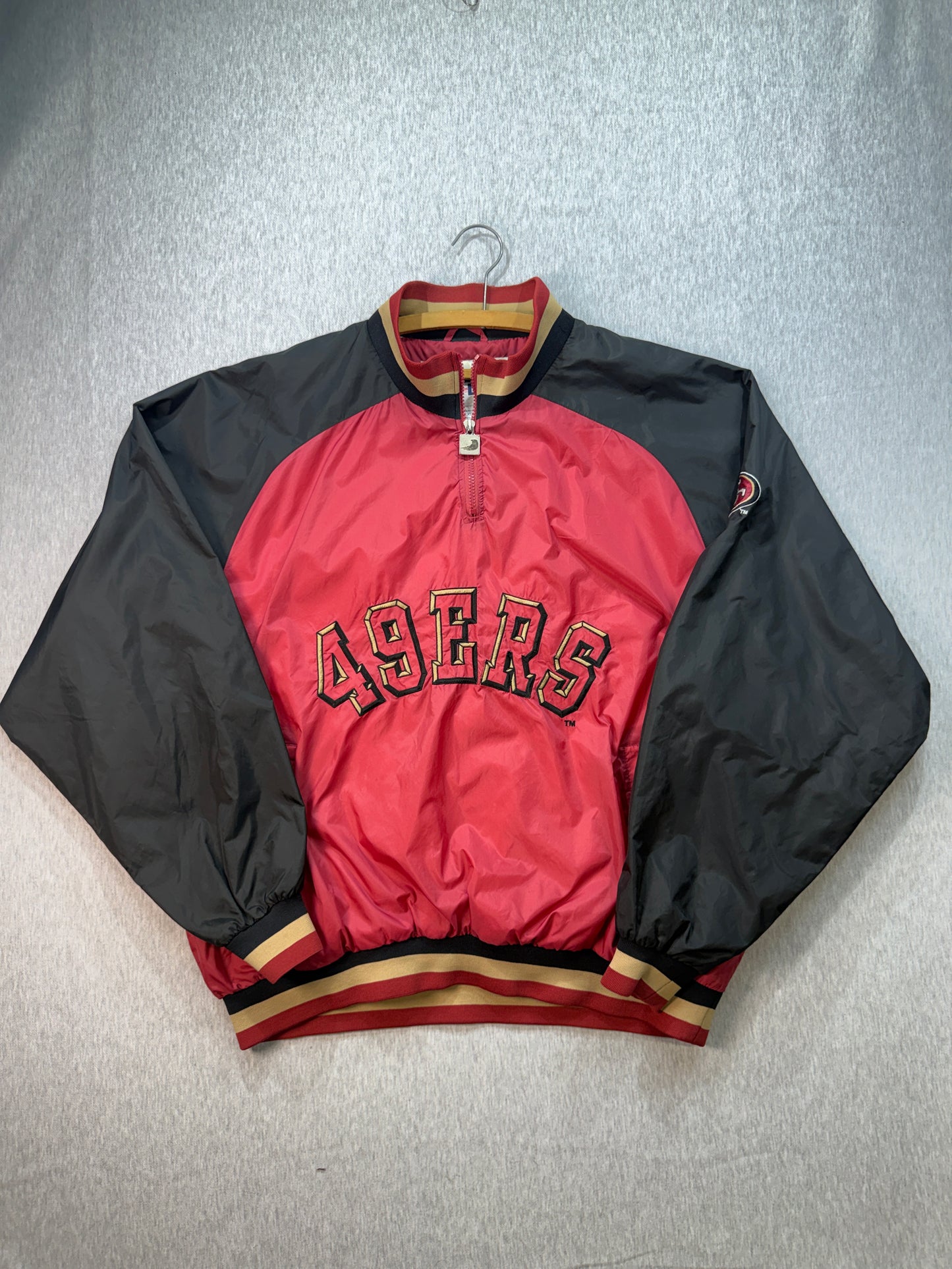 49ers Chalk Line by Jerzees 90s Pullover Jacket 2XL Red Black Gold. Rare collab