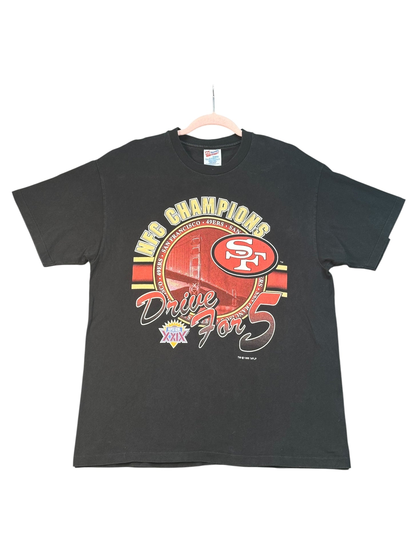 Vintage 1995 SF 49ers Super Bowl XXIX Drive For 5 T-Shirt L Single Stitch