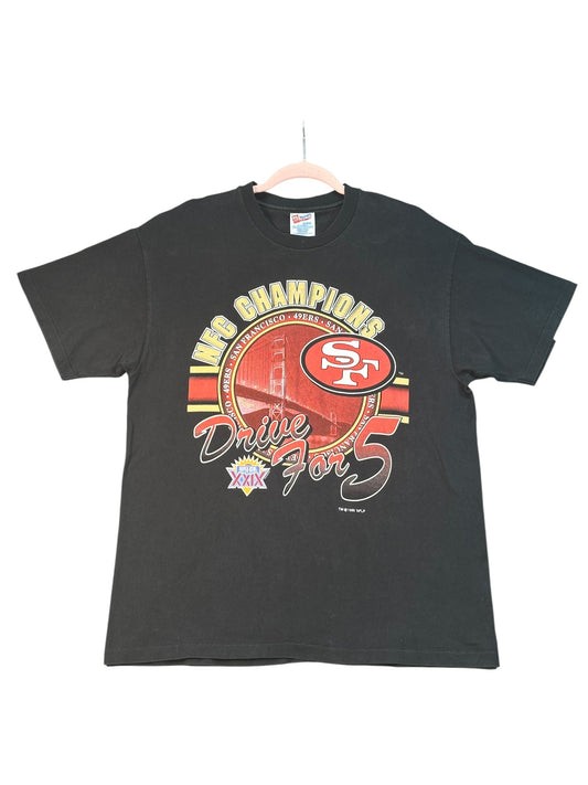 Vintage 1995 SF 49ers Super Bowl XXIX Drive For 5 T-Shirt L Single Stitch