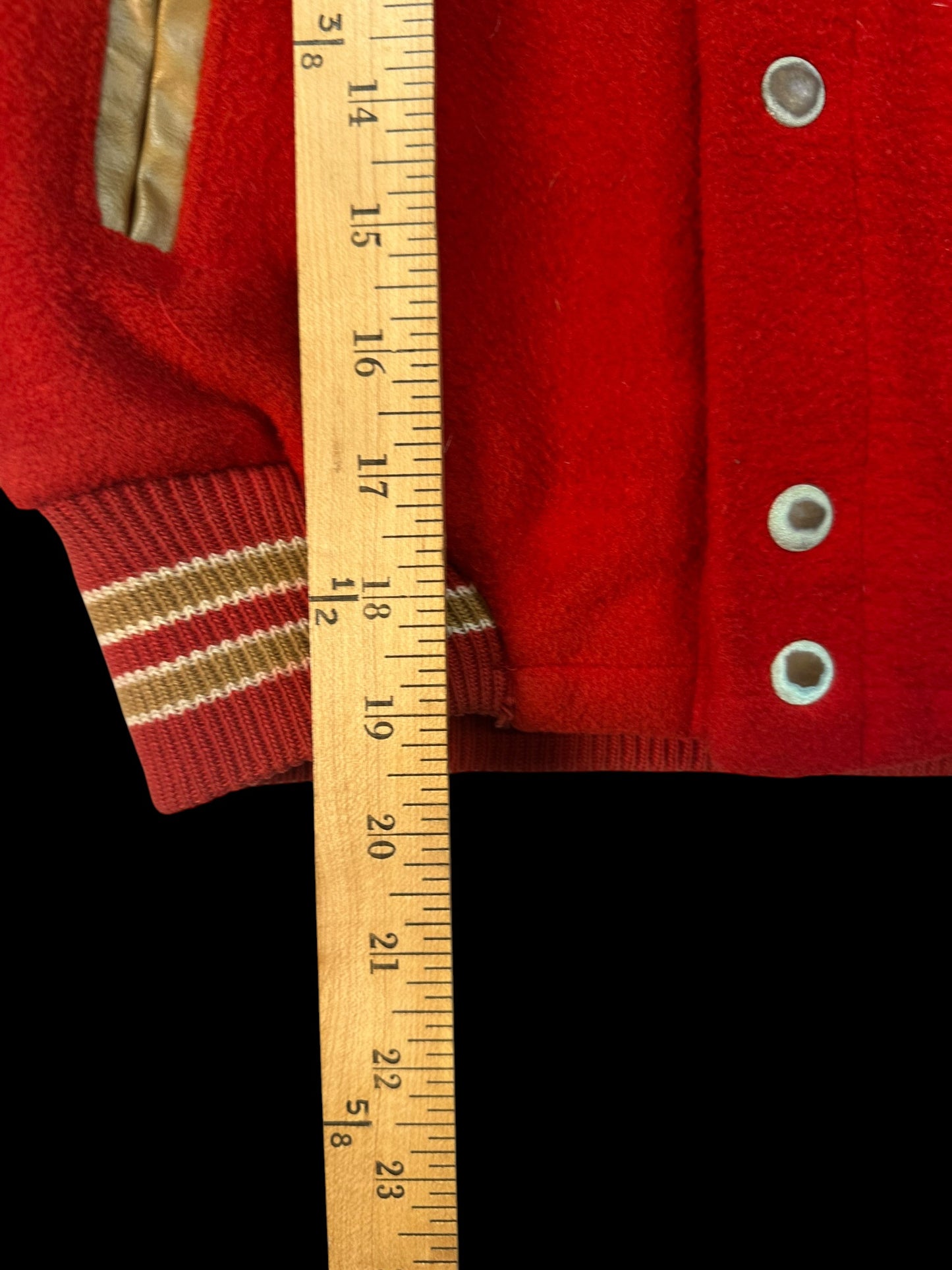 Vintage 49ers Jacket Boys Size 12 Sears NFL Red Gold Leather Sleeves Varsity