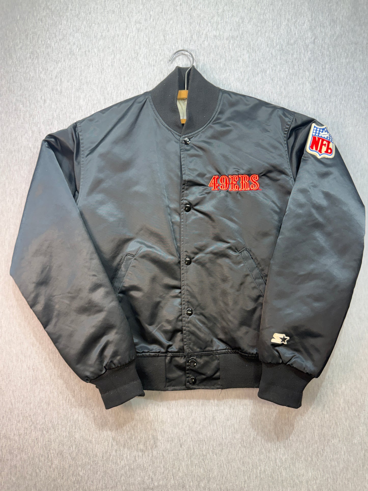 80s/90s ChalkLine Satin 49ers jacket black with that Rare bold SF logo on the back