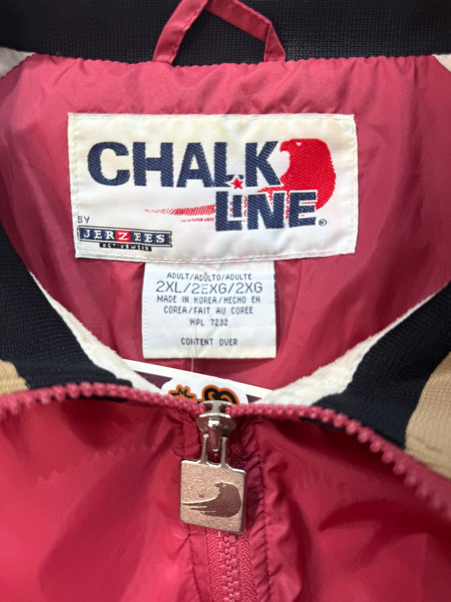 49ers Chalk Line by Jerzees 90s Pullover Jacket 2XL Red Black Gold. Rare collab