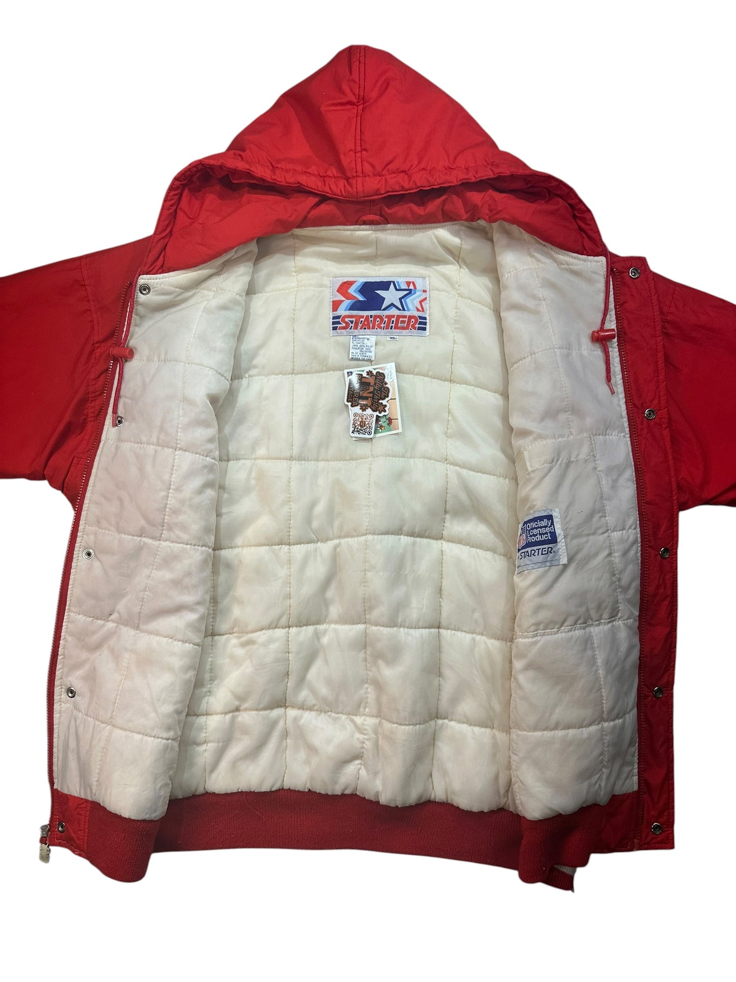 Vintage 90s San Francisco 49ers Starter Jacket XL Red Gold Hooded NFL USA