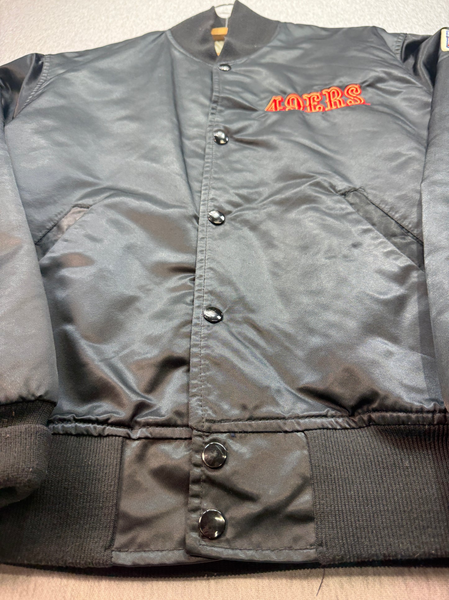 80s/90s ChalkLine Satin 49ers jacket black with that Rare bold SF logo on the back