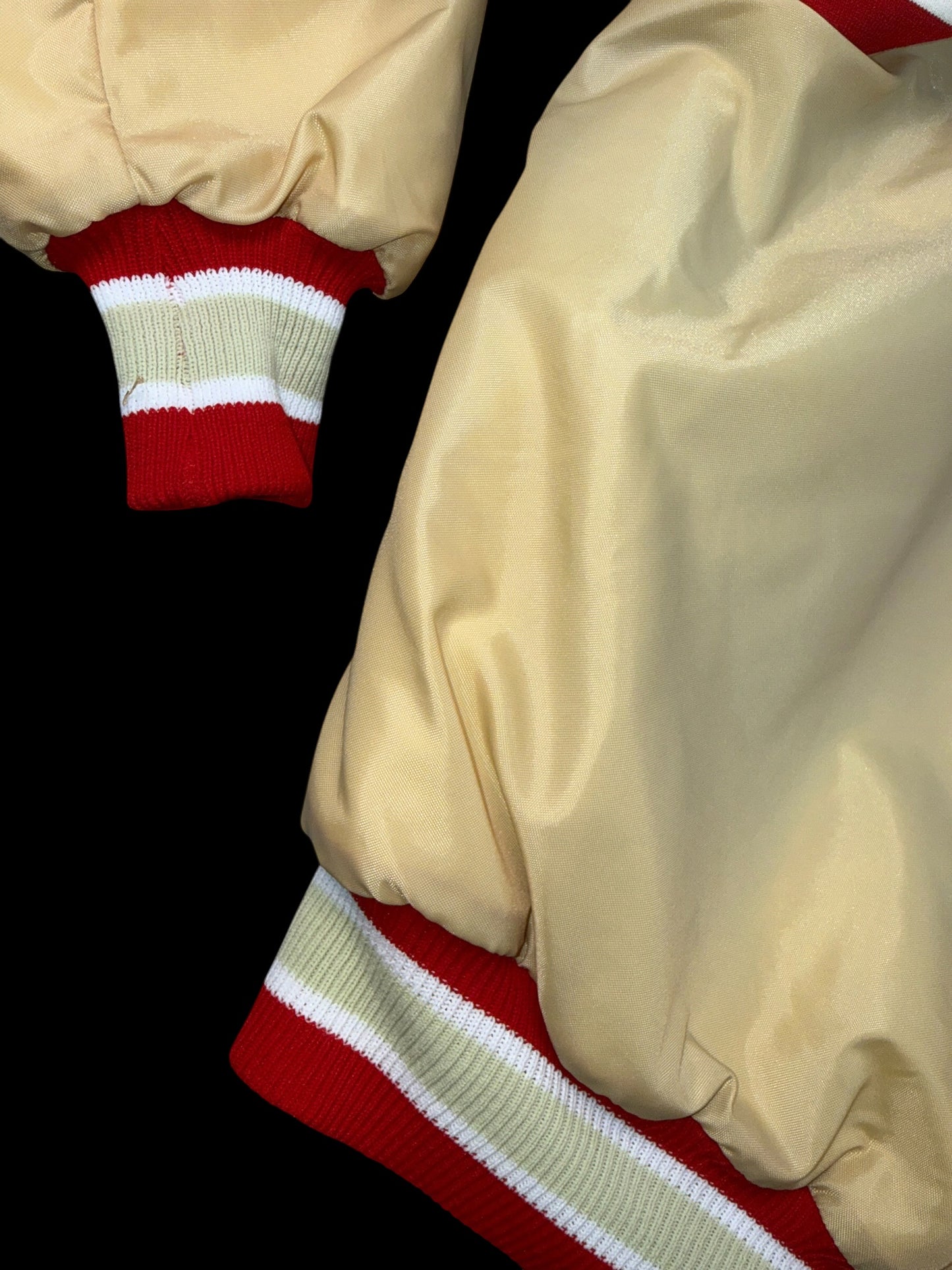 Vintage 90s DeLONG San Francisco 49ers Gold Satin Jacket Pullover Large NFL